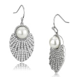 8mm White Pearl Topaz Dangle Earrings
