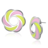 Pretty Polished Pink & Yellow Flower Earrings