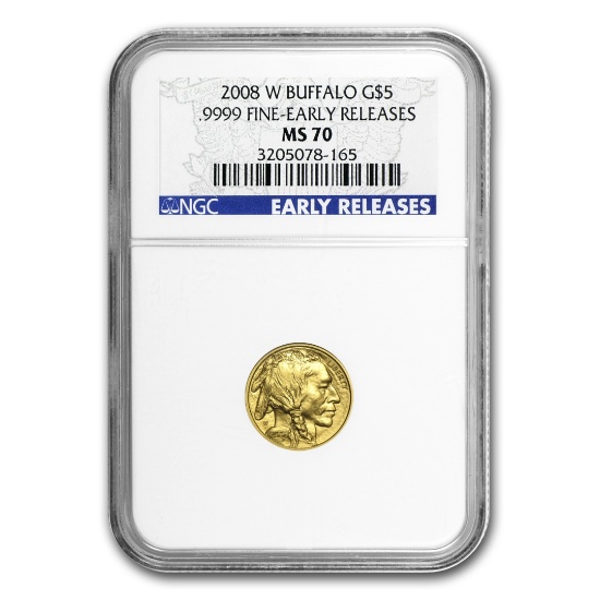 2008-w 1/10 Oz Gold Buffalo Ms-70 Ngc (er)