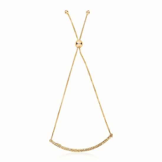 14k Gold Chain Bar Lariat Style Bracelet