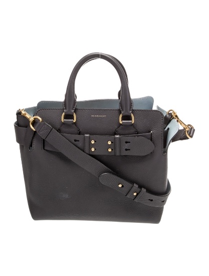 Burberry Grey Leather Gold-tone Hdw Top Hdl Bag