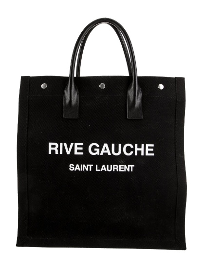 Saint Laurent Black Canvas Silver-tone Hdw Tote