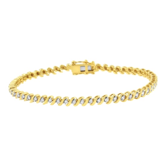 10k Gold-pl .50ct Diamond S-link Tennis Bracelet