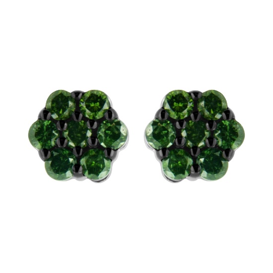Classic 1.00ct Green Diamond Solitaire Earrings