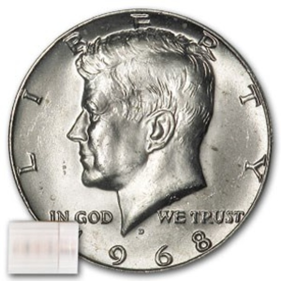 1968-d Kennedy Half Dollar 20-coin Roll Bu