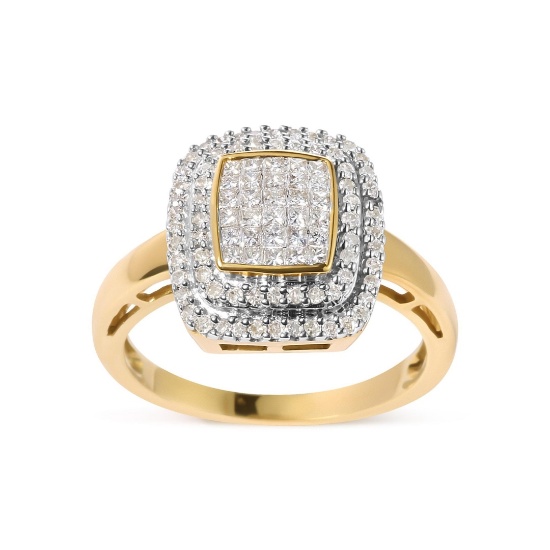 10k Gold Round & Princess .50ct Diamond Ring