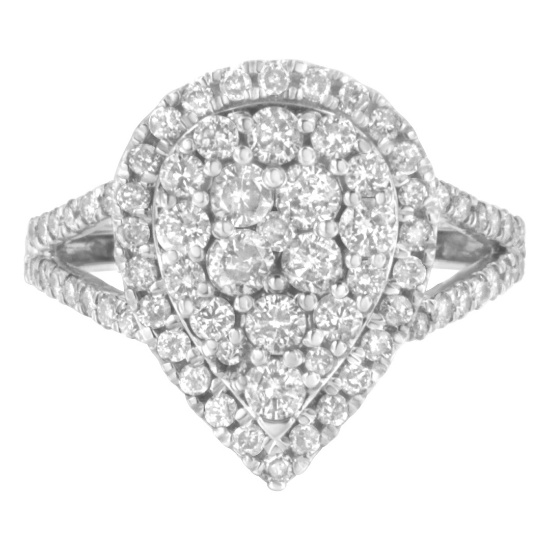 Stunning 1.50ct Diamond Halo Pear Cluster Ring