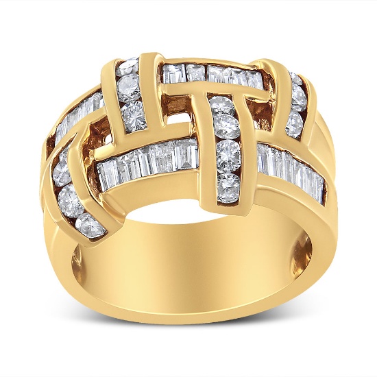 14k Gold Round & Baguette 1.66ct Diamond Ring