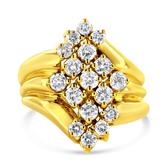 10k Gold-pl. 1.53ct Diamond Cocktail Ring