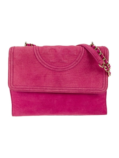 Tory Burch Pink Suede Leather & Tassel Shldr Bag