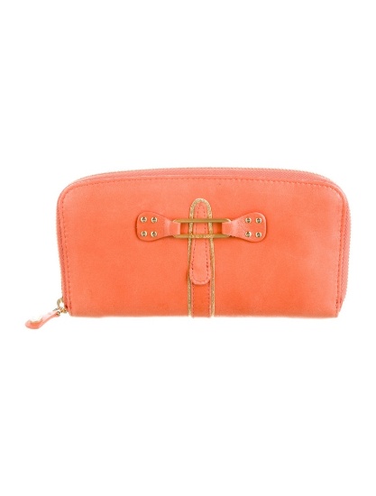 Jimmy Choo Orange Lthr Studded Continental Wallet