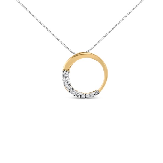 14k Gold .25ct Diamond Open Circle Hoop Necklace