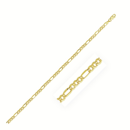 10k Gold Polished Lite Figaro Chain 2.8mm