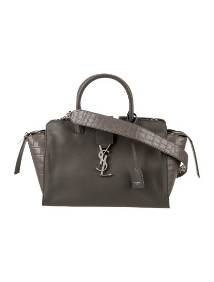 Saint Laurent Grey Leather Snap Cls Top Hdl Bag