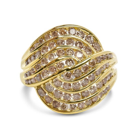 10k Gold 2.00ct Diamond Channel Set Swirl Ring