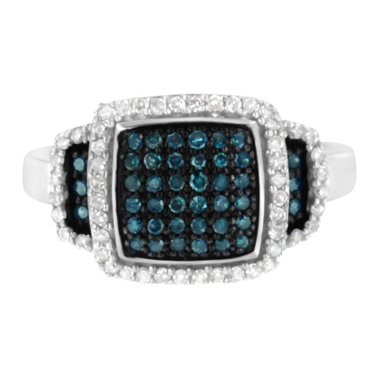 Striking .50ct Blue & White Diamond Cocktail Ring
