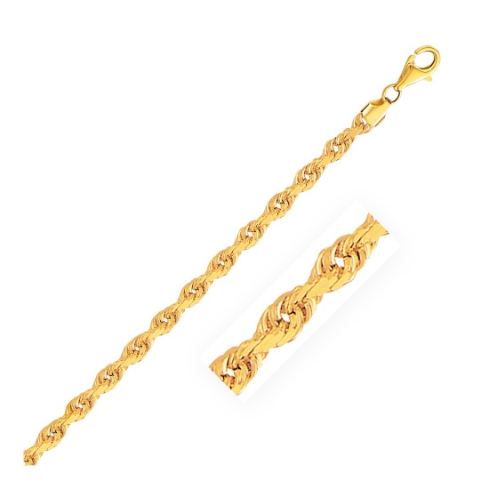 14k Gold Solid Diamond Cut Rope Chain