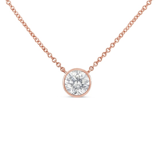 14k Gold-pl Round .33ct Diamond Solitaire Necklace