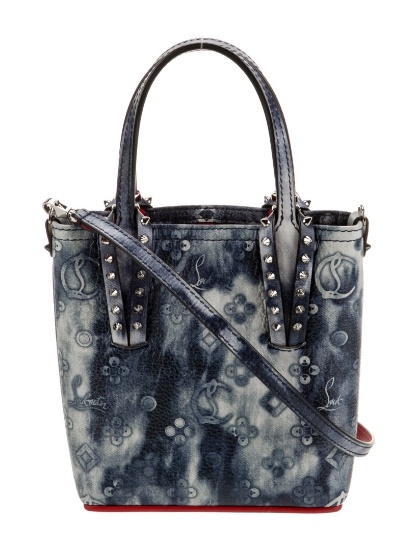 Christian Louboutin Blue Studded Top Handle Bag