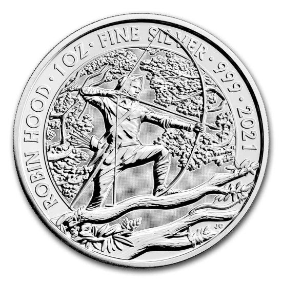 2021 1 Oz Silver Myths And Legends Robin Hood Bu