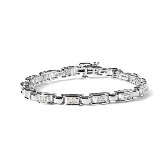 14k Gold 1.00ct Diamond Rectangular Link Bracelet