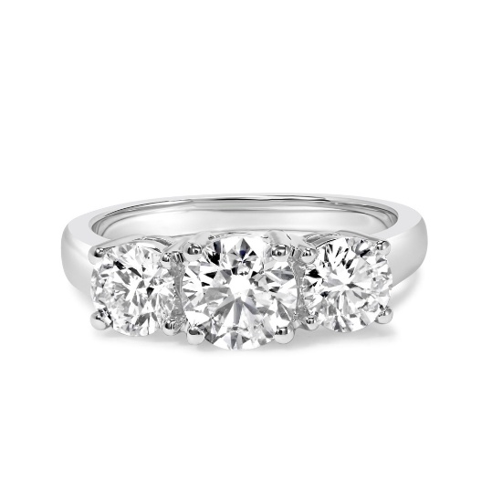 14k Gold Round 3.00ct Diamond 3-stone Ring