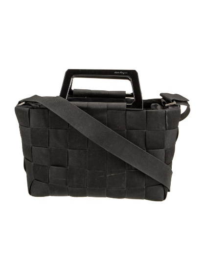 Salvatore Ferragamo Black Zip Cls Top Hdl Bag