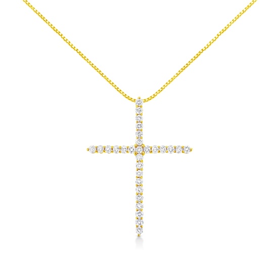 10k Gold-pl 3.00 Diamond Paved Cross Necklace