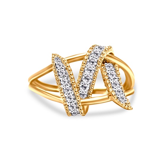 14k Gold-pl .27ct Diamond Interlocking Bypass Ring