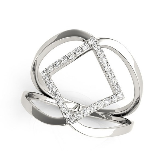 14k Wgold Round .19ct Diamond Entwined Style Ring
