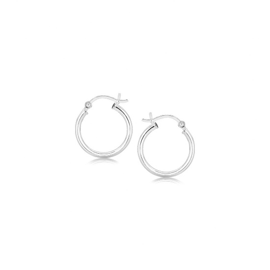 Sterling Silver Polished Hoop Earrings 15mm