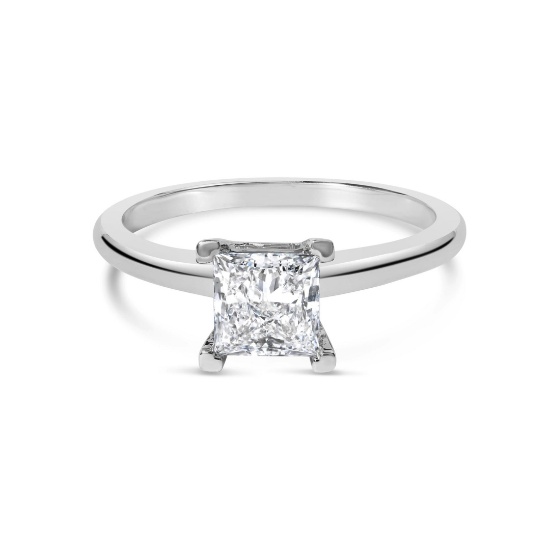 14k Gold Princess 1.00ct Diamond Solitaire Ring