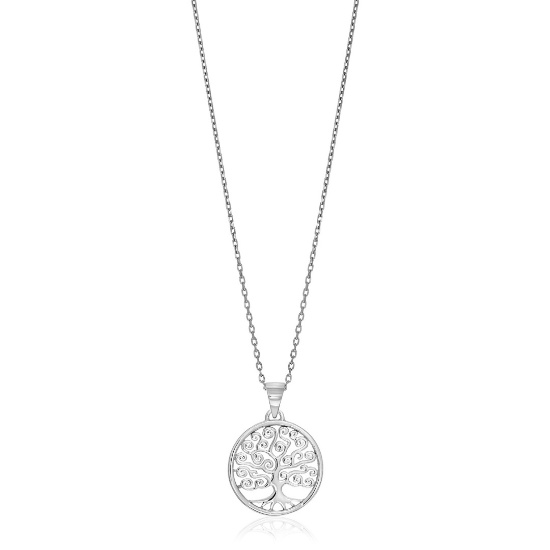 Sterling Silver Spiral Motif Tree Of Life Necklace