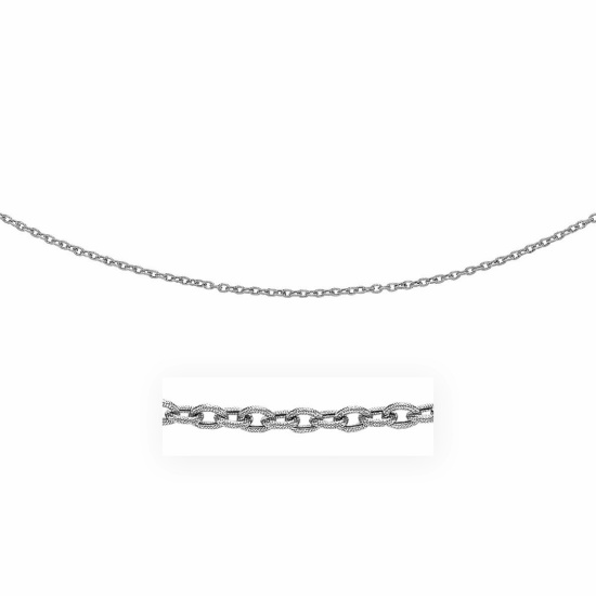 14k White Gold Textured Links Pendant Chain 3.5mm