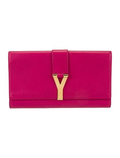 Saint Laurent Pink Leather Gold-tone Hdw Clutch