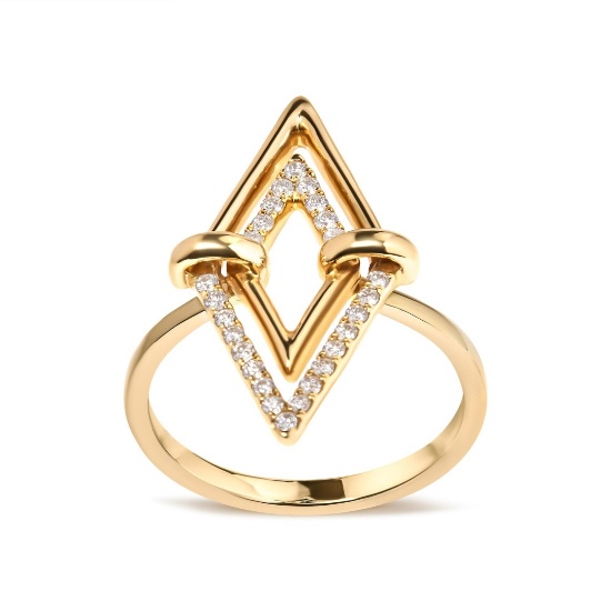 14k Gold .20ct Diamond Double Open Rhombus Ring