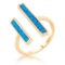 18k Gold-pl. Blue Opal Inlay Double Bar Open Ring
