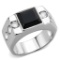 Stately 3.60ct Onyx & White Topaz Men's Ring