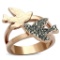 Two-tone Ip .18ct Grey Topaz Doves Ring