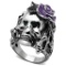 Detailed .01ct Emerald Day Of The Dead Skull Ring