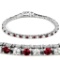 Round 5.00ct Ruby & White Sapphire Tennis Bracelet