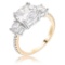 18k Gold-pl. 3.65ct White Sapphire 3-stones Ring