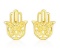 14k Gold Polished Hand Of Hamsa Post Earrings