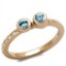 Simplistic .22ct Sea Blue Aquamarine 2 Stone Ring