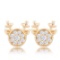 Gold Pl Round .34ct White Topaz Reindeer Earrings