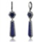 Classy 3.20ct Lapis & White Topaz Dangle Earrings