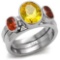 Oval 4.00ct Citrine & Ruby Stackable Rings