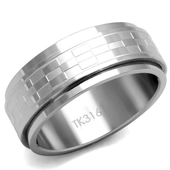 Attractive High Polished Checkerboard Pattern Ring
