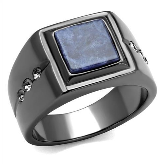 Alluring Gunmetal Ip. 3.67ct Lapis & Topaz Ring