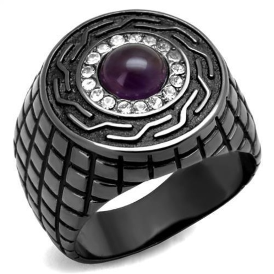 Round 1.81ct Amethyst Crystal Halo Gunmetal Tone